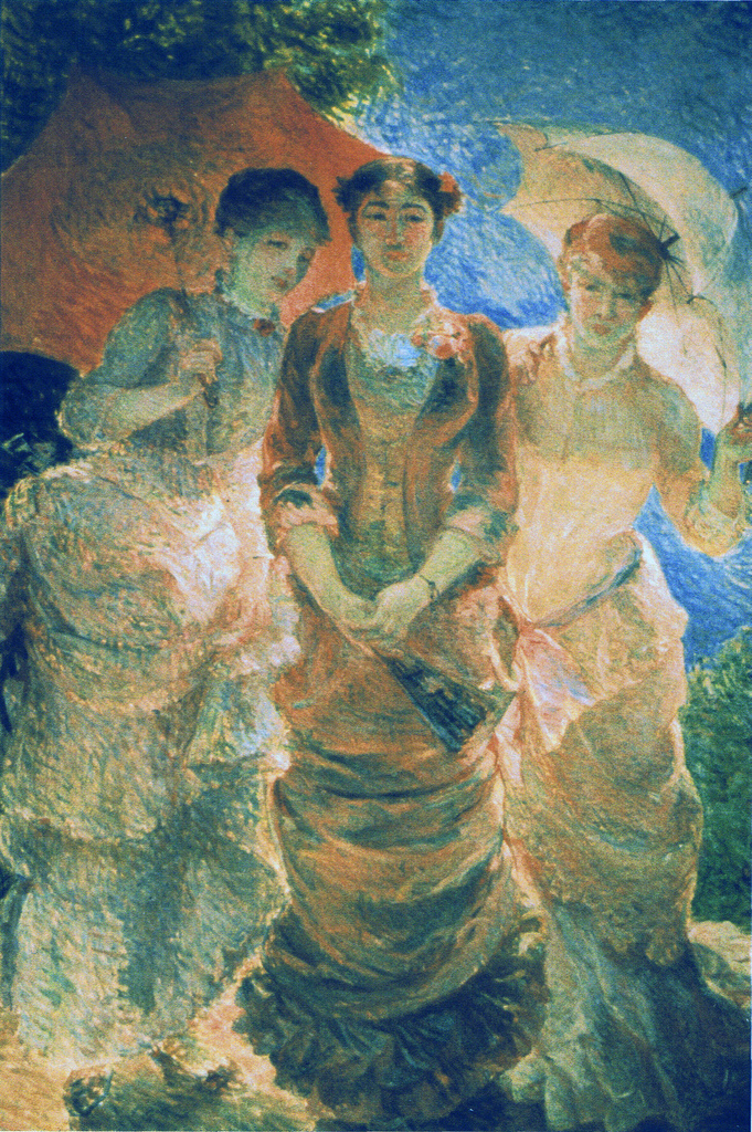 Three ladies with parasol (aka Three Graces) (1880) - Marie Bracquemond Tablo