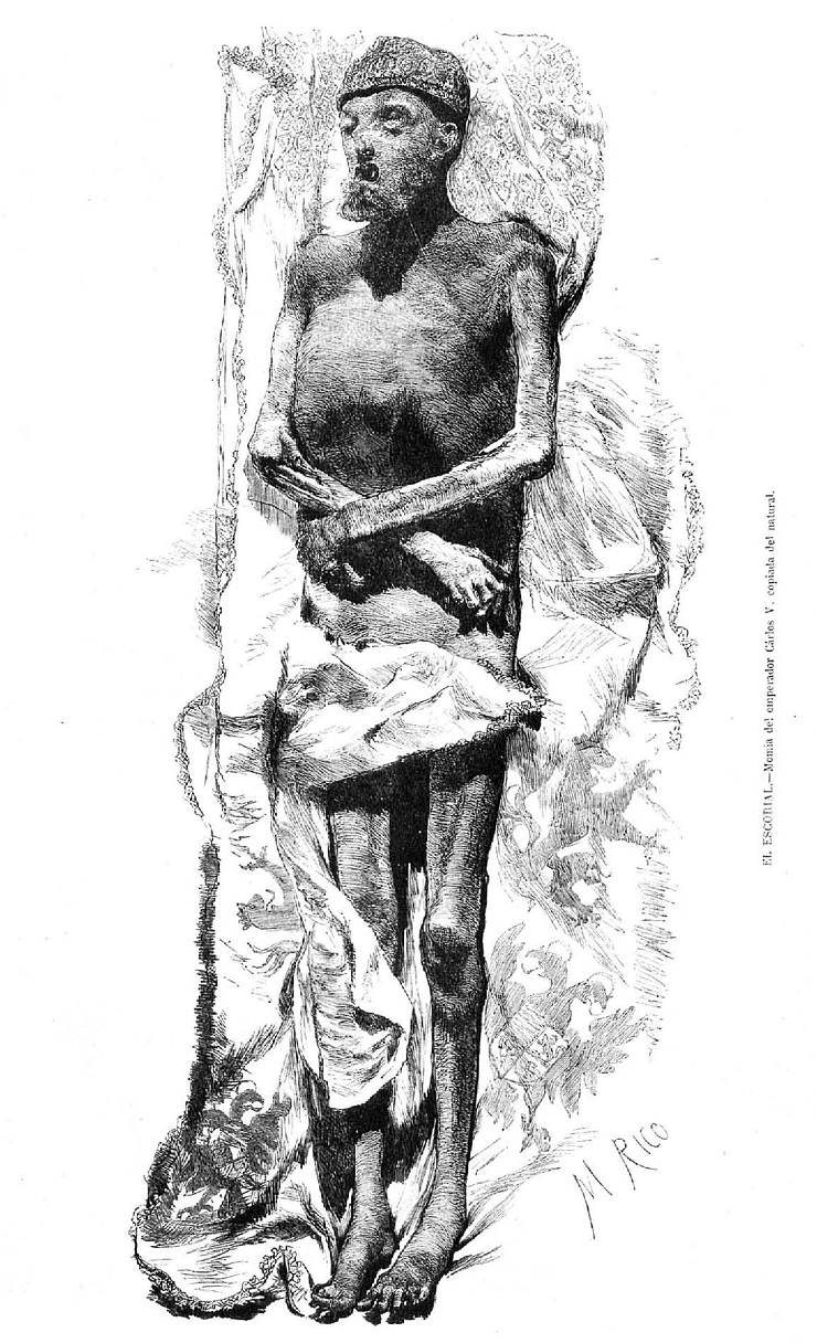 El Escorial, Mummy Of Emperor Charles V, Copied From Life (1872) - Martín Rico y Ortega Tablo