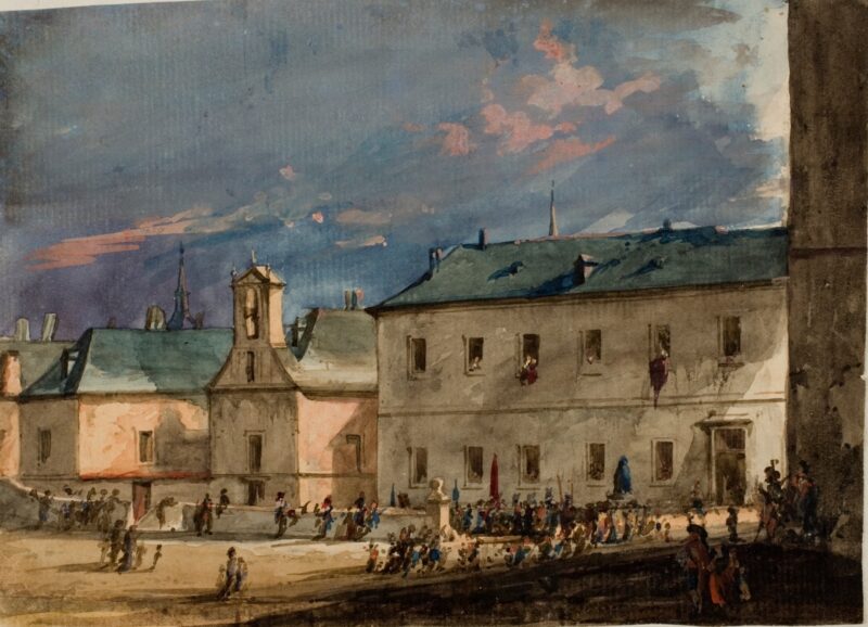 El Escorial Square with the Sanctuary of the Virgen de Gracia (1858) - Martín Rico y Ortega Tablo
