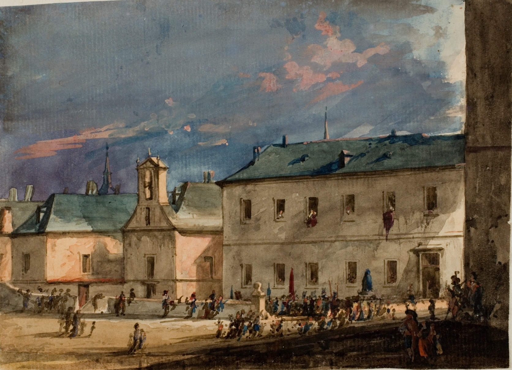 El Escorial Square with the Sanctuary of the Virgen de Gracia (1858) - Martín Rico y Ortega Tablo