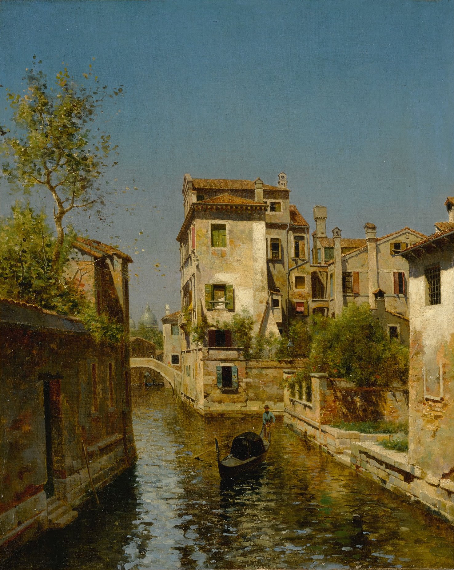 Gondolier on a Venetian Canal - Martín Rico y Ortega Tablo