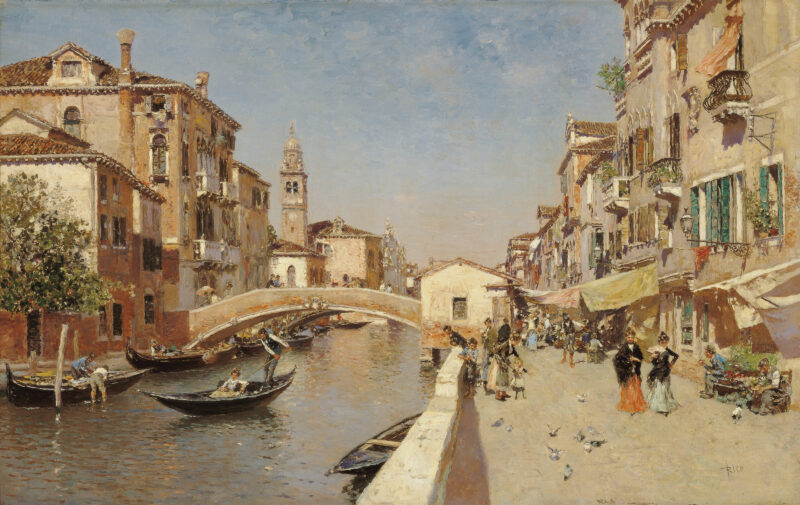 San Lorenzo River with the Campanile of San Giorgio Dei Greci, Venice - Martín Rico y Ortega Tablo