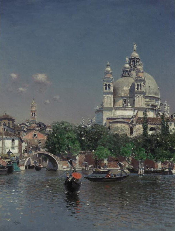 Venetian Lagoon near the Church of Santa Maria Della Salute - Martín Rico y Ortega Tablo