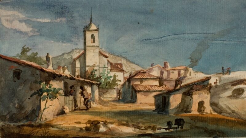 View Of Zarzalejo With The Church Of San Pedro Apóstol (1858) - Martín Rico y Ortega Tablo