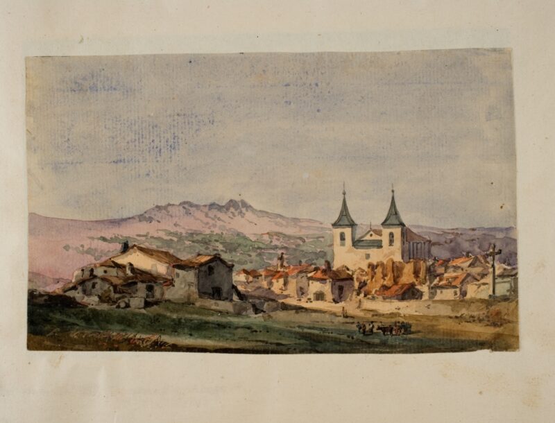 View of the Hamlet of El Escorial with the Church of San Bernabé (1858) - Martín Rico y Ortega Tablo