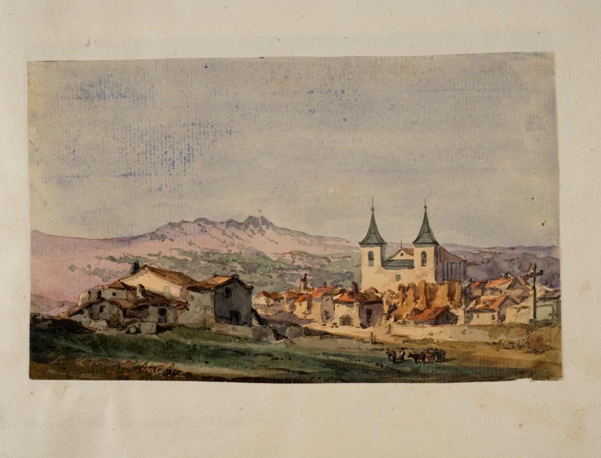 View of the Hamlet of El Escorial with the Church of San Bernabé (1858) - Martín Rico y Ortega Tablo