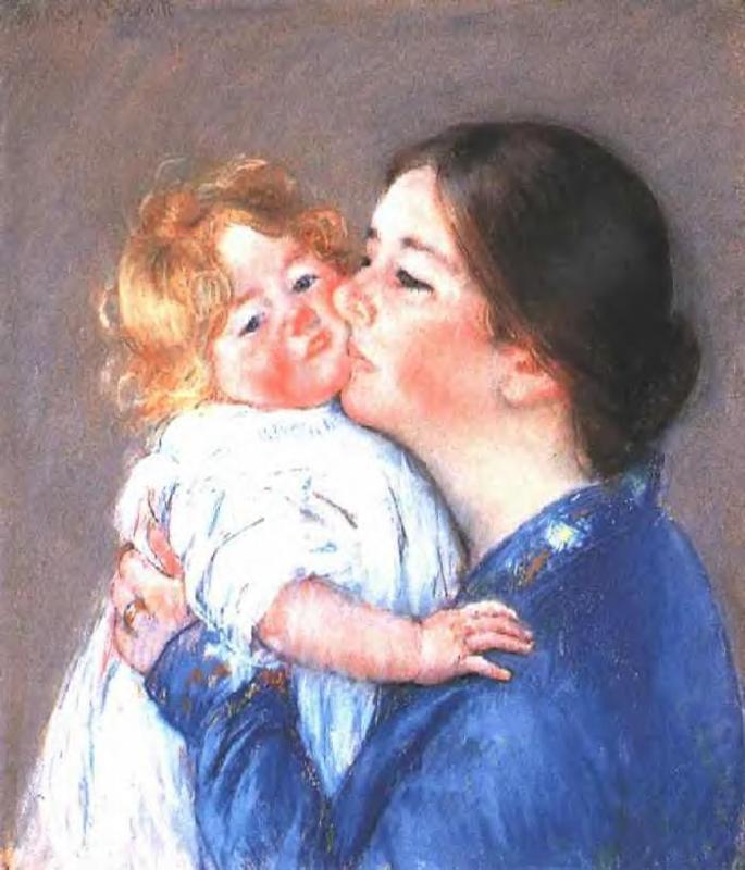 A Kiss for Baby Anne (no.2) (1896) - Mary Cassatt Tablo