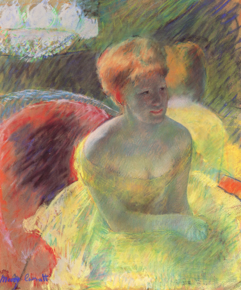 At the Theater (Lydia Cassatt Leaning on Her Arms, Seated in a Loge) (1880) - Mary Cassatt Tablo