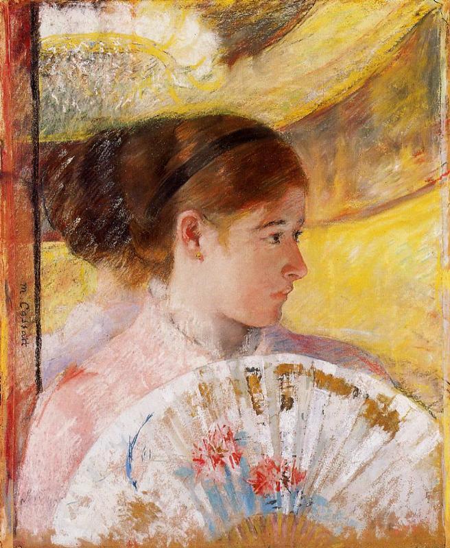 At the Theater (1878) - Mary Cassatt Tablo