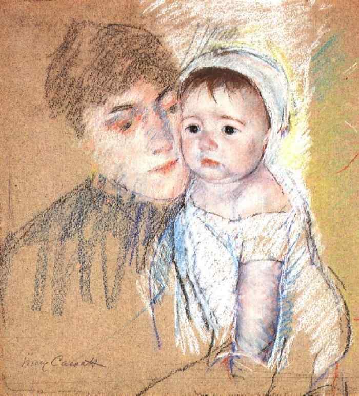 Baby Bill in Cap and Shift (1889) - Mary Cassatt Tablo