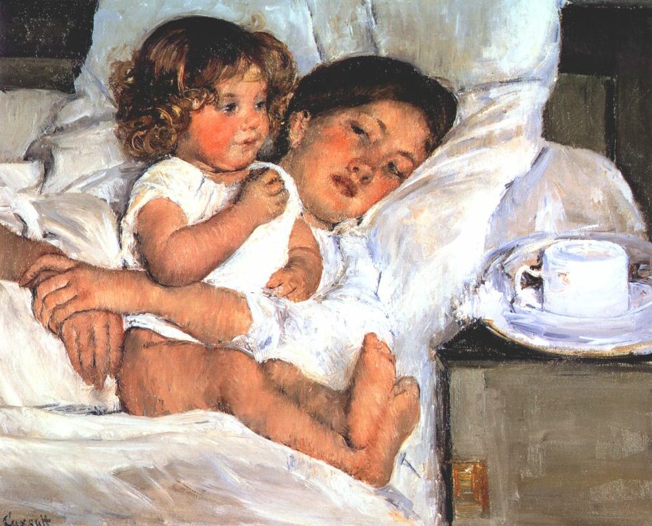 Breakfast in Bed (1897) - Mary Cassatt Tablo