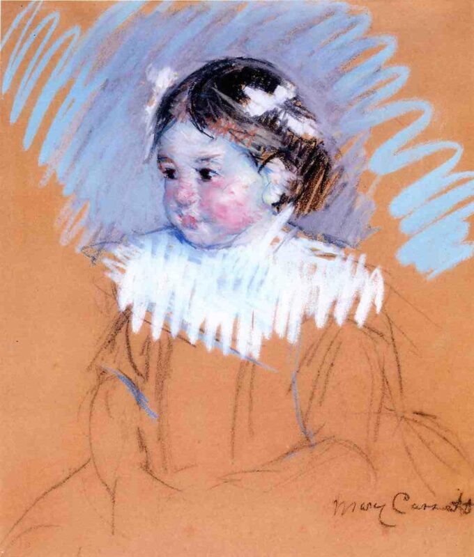 Bust of Ellen with Bows in Her Hair (1898) - Mary Cassatt Tablo