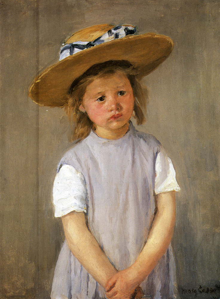 Child In A Straw Hat (1886) - Mary Cassatt Tablo