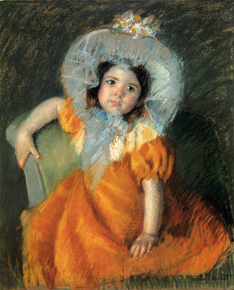Child In Orange Dress (1902) - Mary Cassatt Tablo