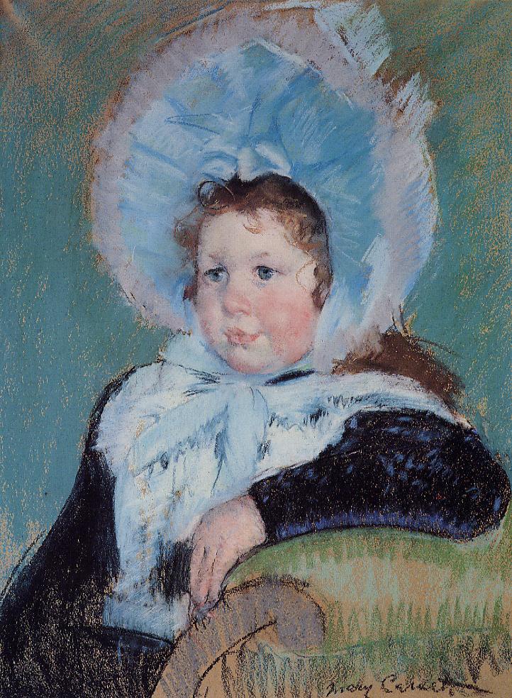 Dorothy in a Very Large Bonnet and a Dark Coat (1904) - Mary Cassatt Tablo