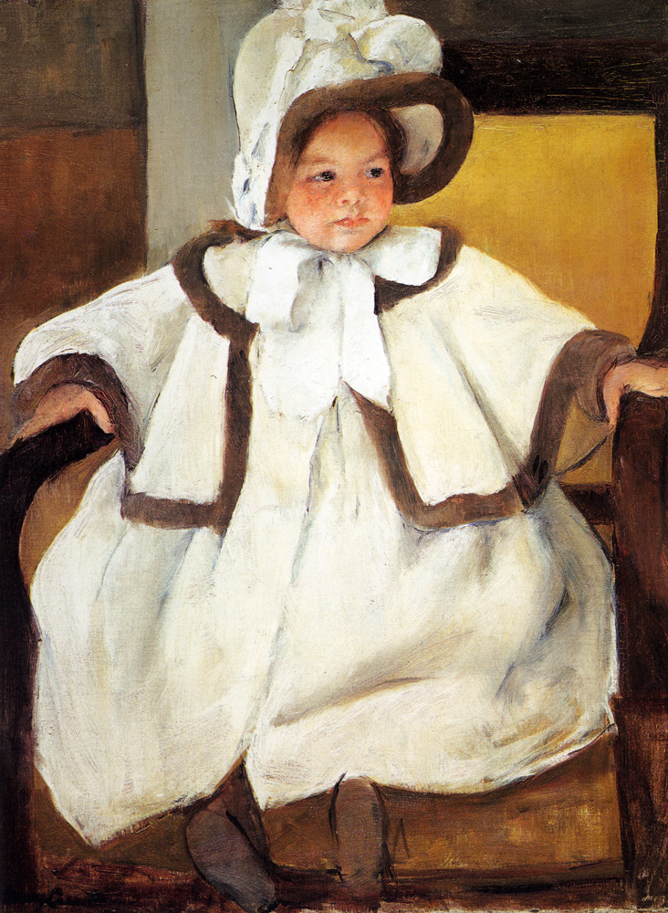 Ellen Mary Cassatt In A White Coat (1896) - Mary Cassatt Tablo
