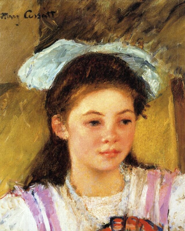Ellen Mary Cassatt with a Large Bow in Her Hair (1908) - Mary Cassatt Tablo