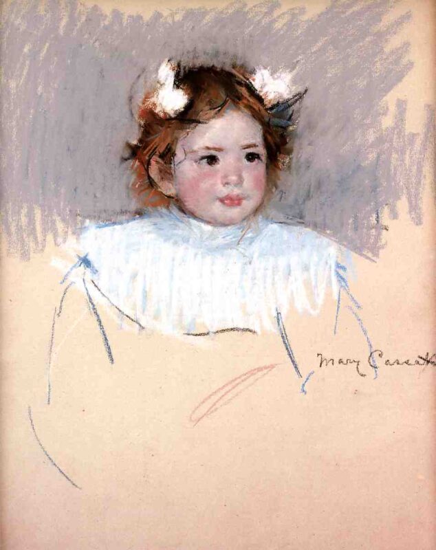 Ellen with Bows in Her Hair, Looking Right (1899) - Mary Cassatt Tablo