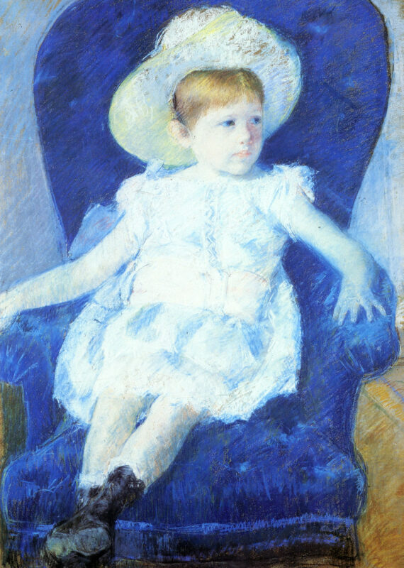 Elsie in a Blue Chair (1880) - Mary Cassatt Tablo