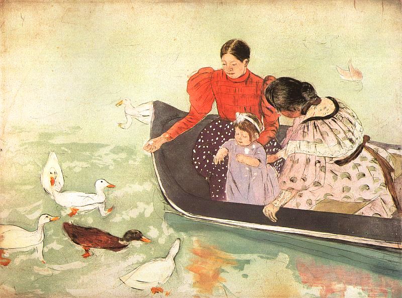Feeding the Ducks (1895) - Mary Cassatt Tablo