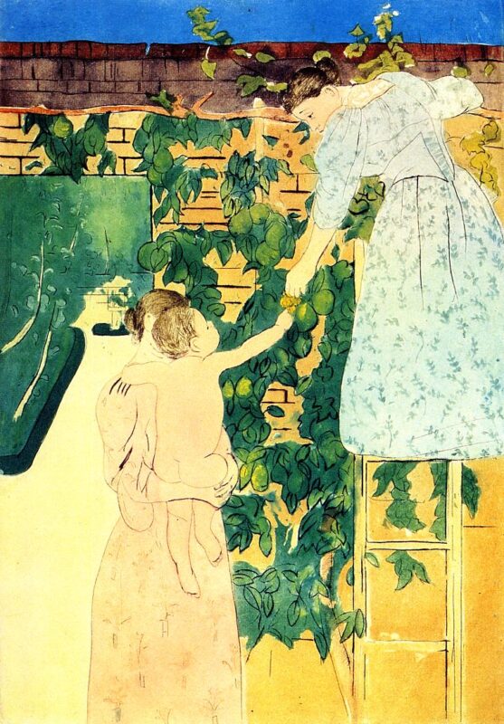 Gathering Fruit (1893) - Mary Cassatt Tablo
