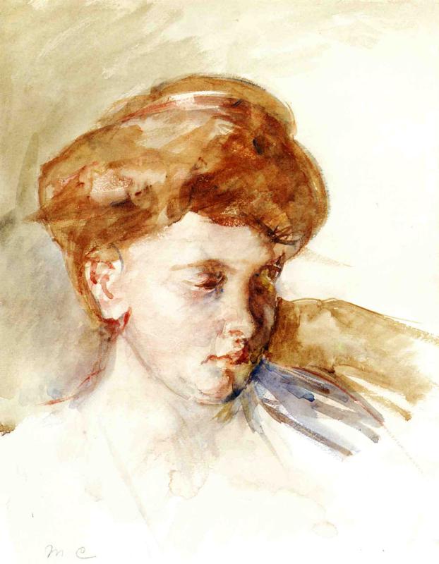 Head of a Young Woman (1873) - Mary Cassatt Tablo