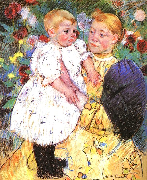 In the garden - Mary Cassatt Tablo