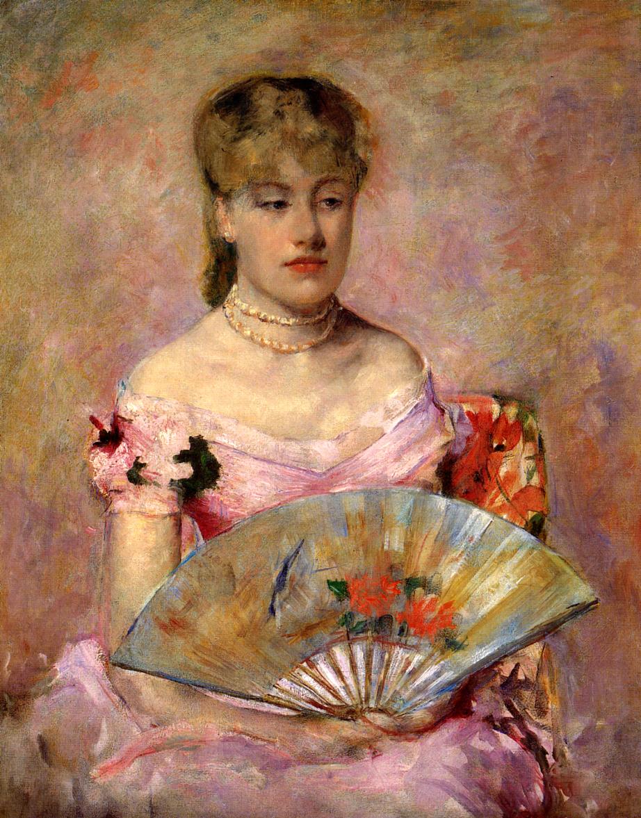 Lady with a Fan (Portrait of Anne Chlotte Gailld) (1880) - Mary Cassatt Tablo