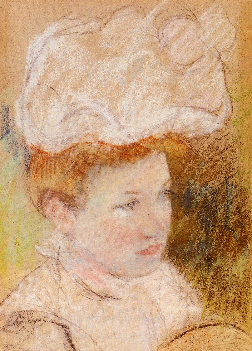 Leontine in a Pink Fluffy Hat (1898) - Mary Cassatt Tablo
