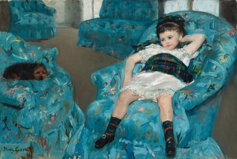 Little Girl in a Blue Armchair (1878) - Mary Cassatt Tablo