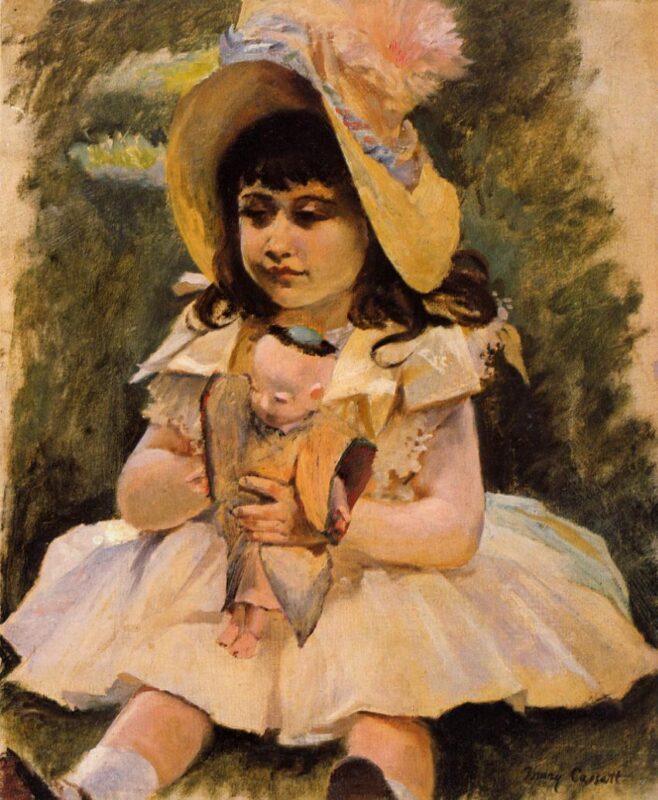 Little Girl with a Japanese Doll (1892) - Mary Cassatt Tablo
