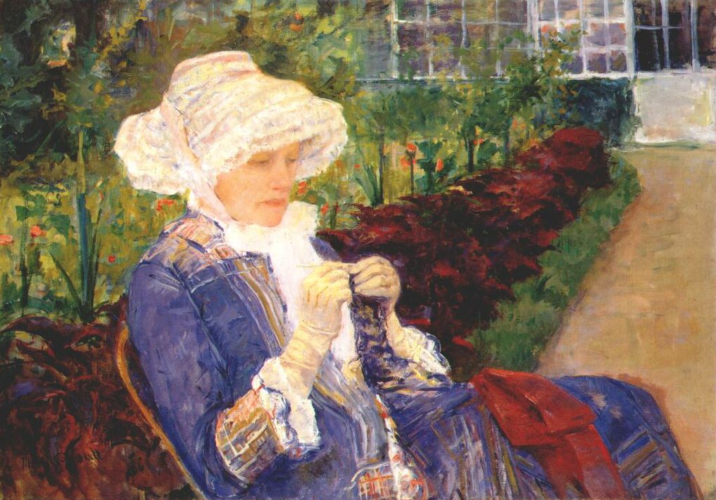 Lydia Crocheting in the Garden at Marly (1880) - Mary Cassatt Tablo