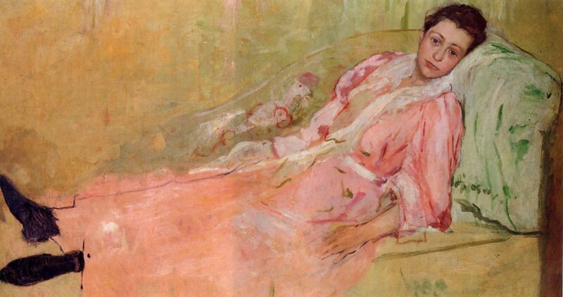 Lydia Reading on a Divan (1880) - Mary Cassatt Tablo