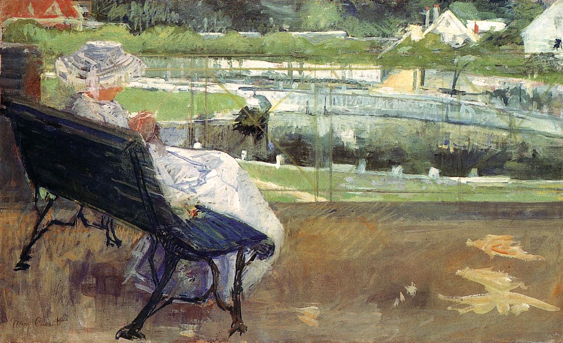 Lydia Sitting on a Porch, Crocheting (1881) - Mary Cassatt Tablo