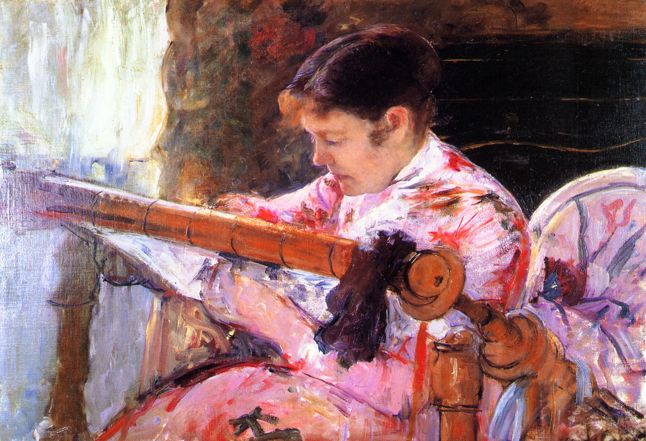 Lydia at the Tapestry Loom (1880) - Mary Cassatt Tablo