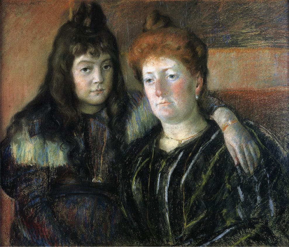 Madame Meerson and Her Daughter (1899) - Mary Cassatt Tablo