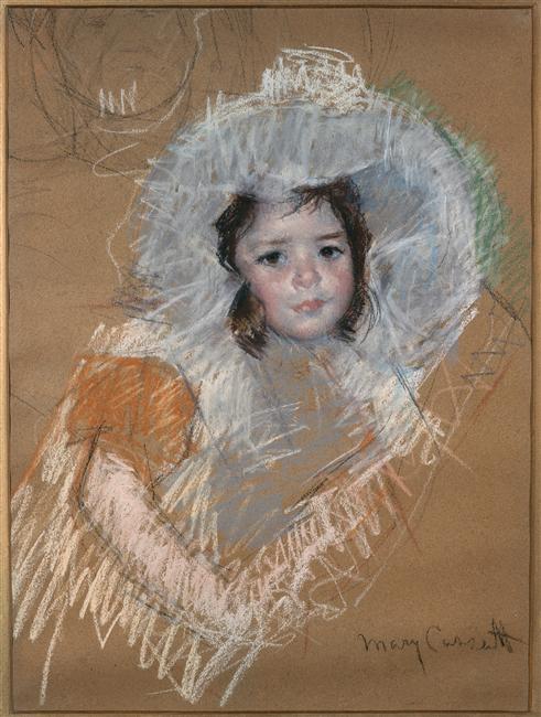 Margot Lux with a wide hat - Mary Cassatt Tablo