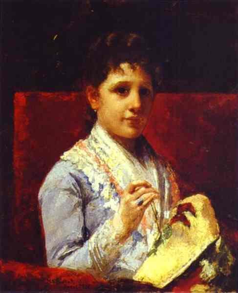 Mary Ellison Embroidering (1877) - Mary Cassatt Tablo