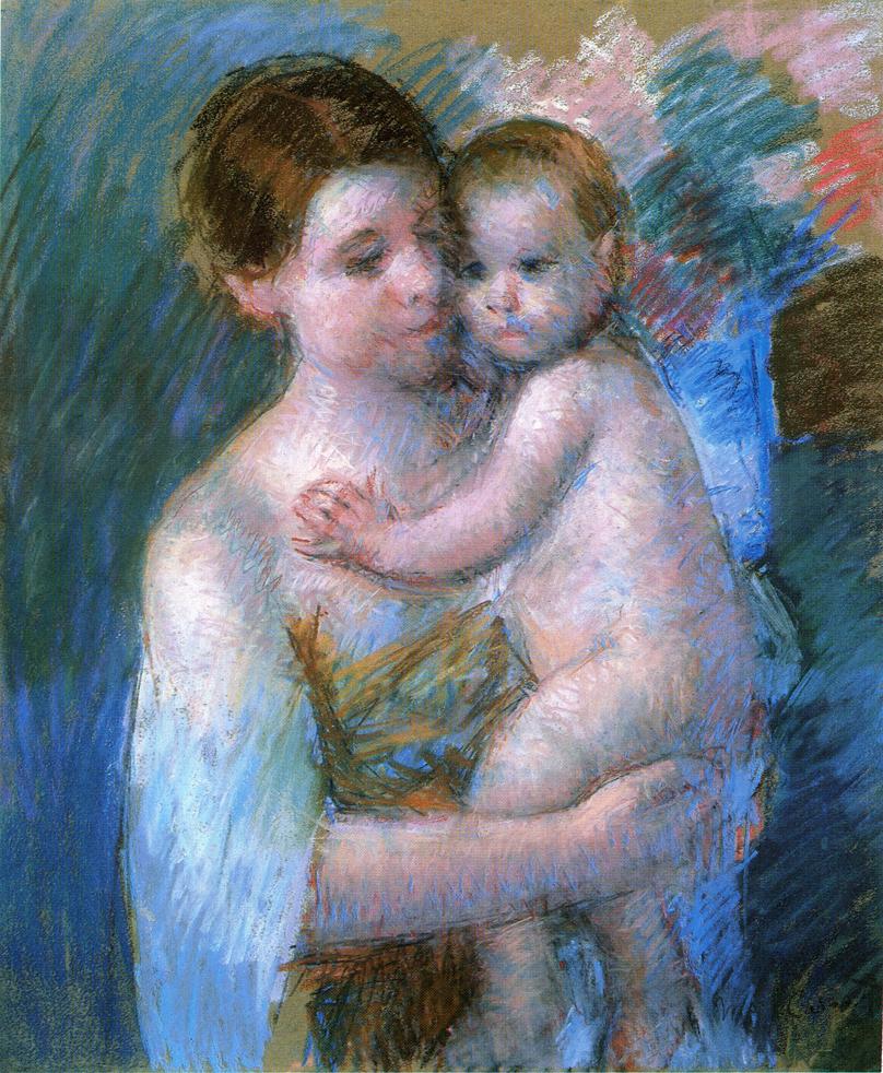 Mother Holding Her Baby (1914) - Mary Cassatt Tablo