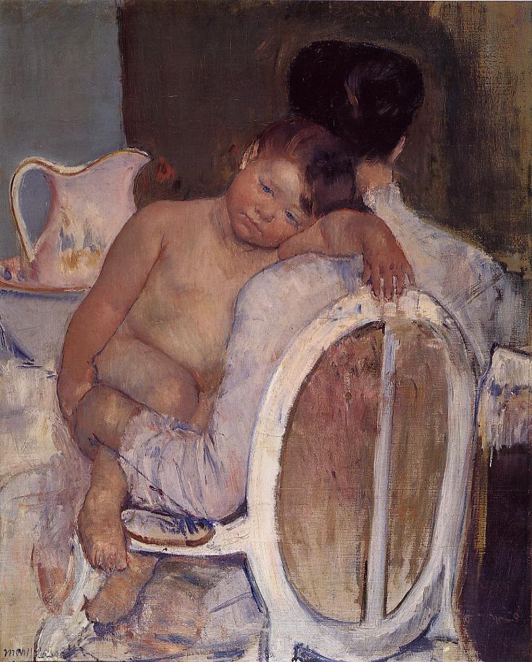 Mother Holding a Child in Her arms (1890) - Mary Cassatt Tablo