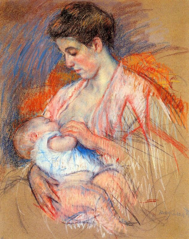 Mother Jeanne Nursing Her Baby (1907) - Mary Cassatt Tablo