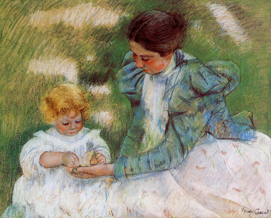 Mother Playing with Her Child (1899) - Mary Cassatt Tablo
