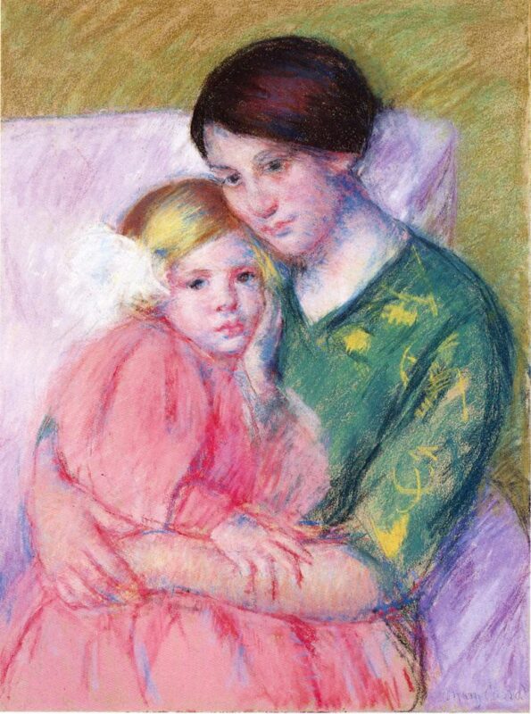 Mother and Child Reading (1913) - Mary Cassatt Tablo