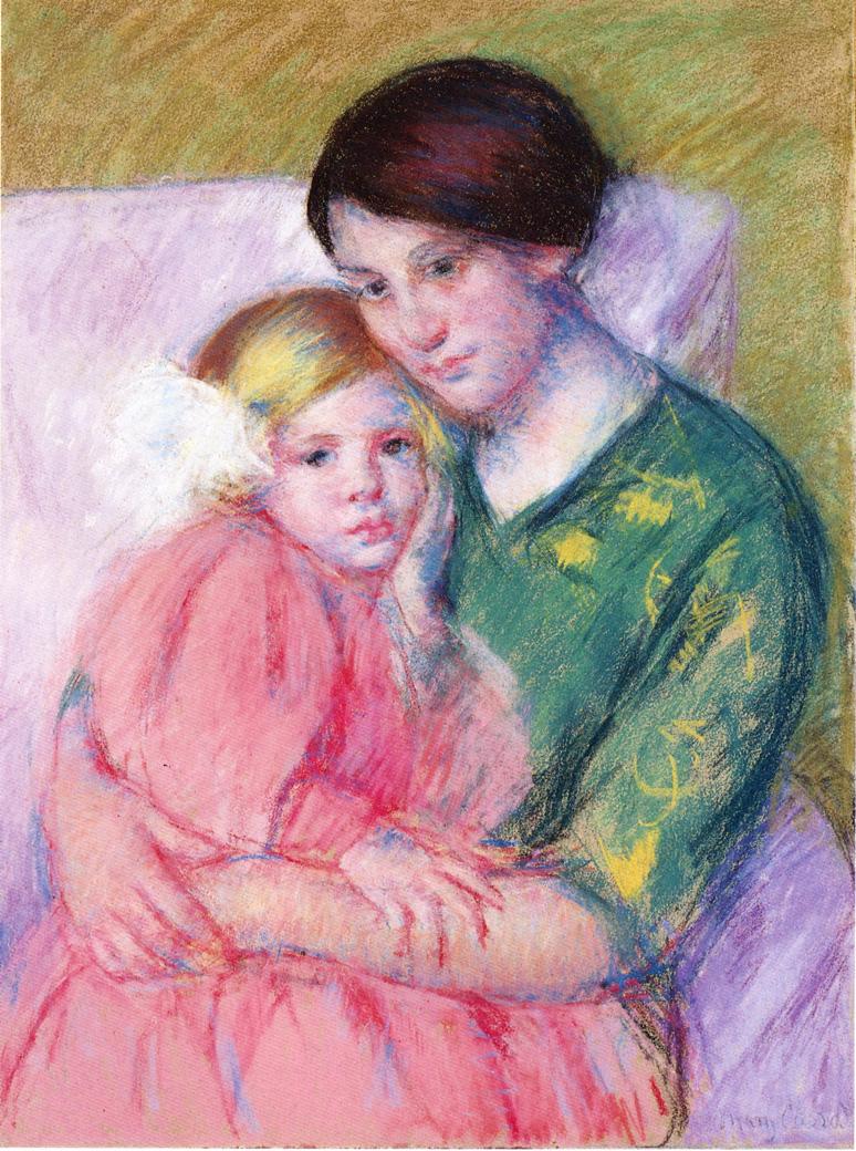 Mother and Child Reading (1913) - Mary Cassatt Tablo