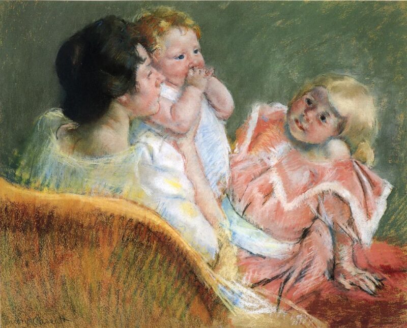 Mother and Children (1901) - Mary Cassatt Tablo