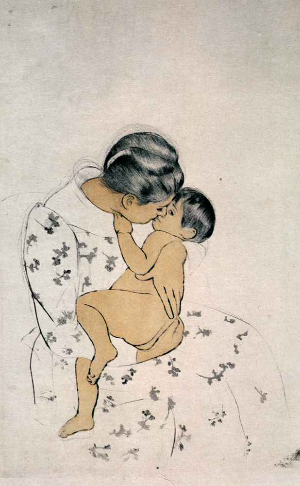 Mothers Kiss (1891) - Mary Cassatt Tablo