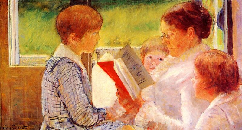 Mrs Cassatt Reading to her Grandchildren (1880) - Mary Cassatt Tablo