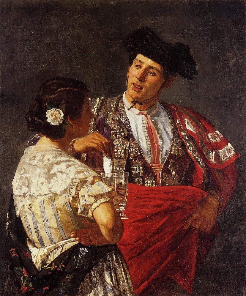 Offering the Panel to the Bullfighter (1872) - Mary Cassatt Tablo