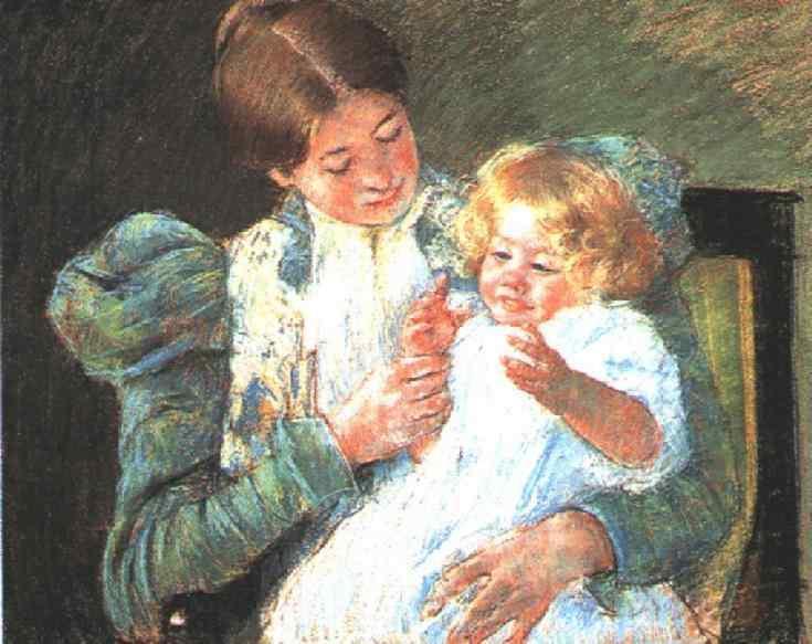 Pattycake (1897) - Mary Cassatt Tablo