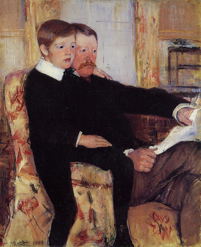 Portrait of Alexander J. Cassat and His Son Robert Kelso Cassatt (1884) - Mary Cassatt Tablo